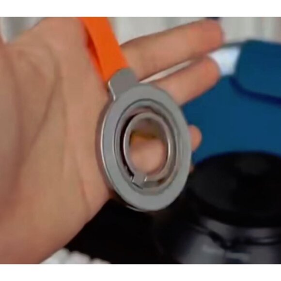Magnetic Ring With Orange Strap For Secure Phone Holding & Stand - Picture 2 of 6